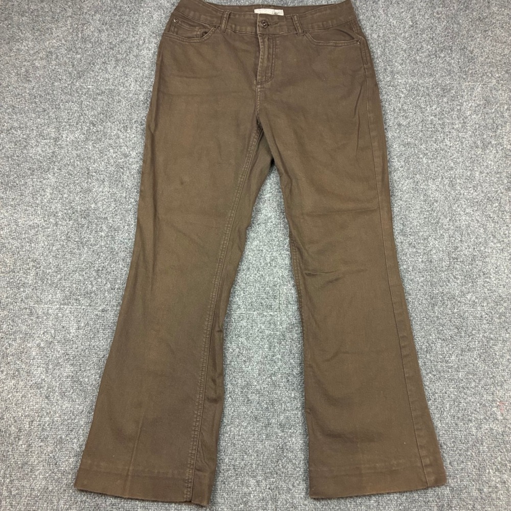 Chicos Platinum Brown Bootcut Denim Pants Size 0.5 30x28 Short Stretch Cotton